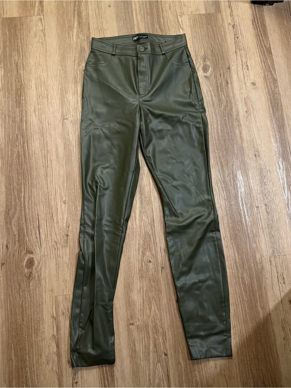 ZARA Green Leather Pants